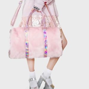 Dolls Kill Shagadelic Weekender Pink Faux Fur